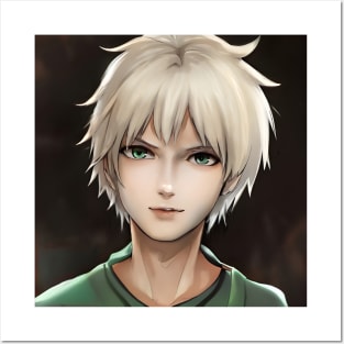 White Hair Anime Boy Posters and Art